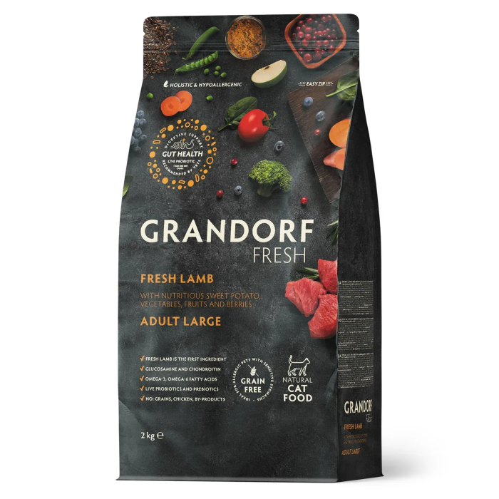 Сухой корм Grandorf FRESH LAMB & SWEET POTATO для кошек больших пород, ягненок с бататом, 2 кг