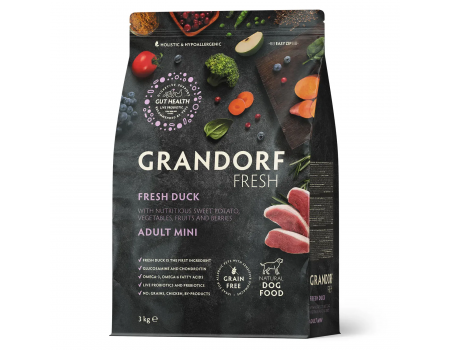 Сухой корм Grandorf FRESH DUCK & SWEET POTATO, для собак малых пород, с уткой и бататом, 3 кг