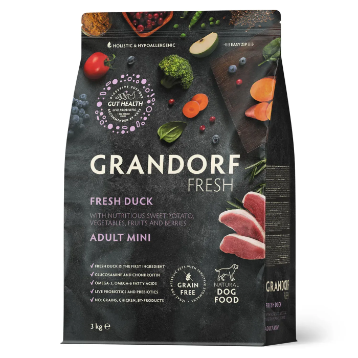 Сухой корм Grandorf FRESH DUCK & SWEET POTATO, для собак малых пород, с уткой и бататом, 3 кг