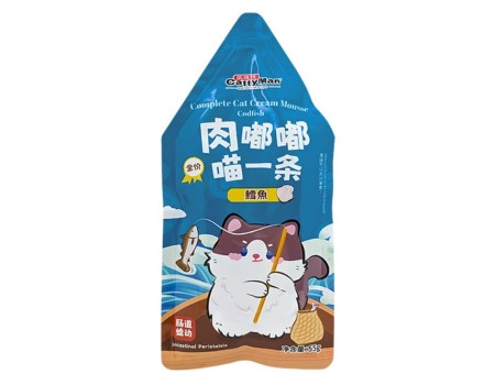 Вологий корм Cattyman Cream Mousse Codfish КЕТТІМЕН ТРІСКА мус, для котів і кошенят, пауч, 55 г