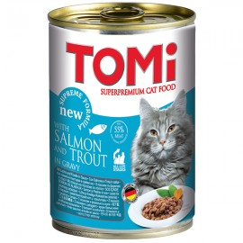 TOMi salmon trout ЛОСЬ ФОРЕЛЬ консерви для котів, вологий корм, 0.4 кг..