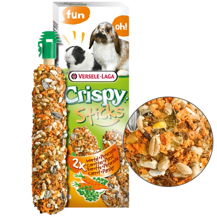 Versele-Laga Crispy Sticks, Криспи, морковь и петрушка, лакомство для кроликов, морских свинок, 2х55г