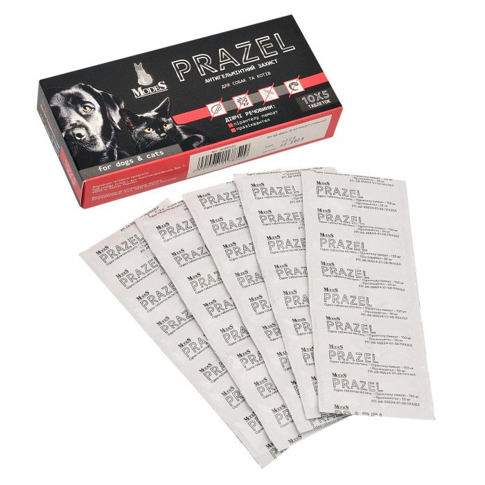 Празел (Prazel) антигельминтные таблетки для собак и кошек 10*5 таб., MODES