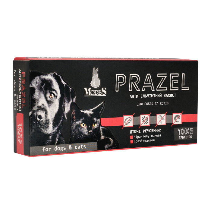 Празел (Prazel) антигельминтные таблетки для собак и кошек 10*5 таб., MODES