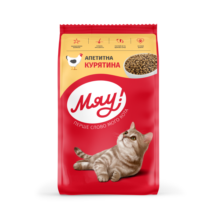 Сухий корм Мяу! для дорослих котів, апетитна курятина, 14 кг